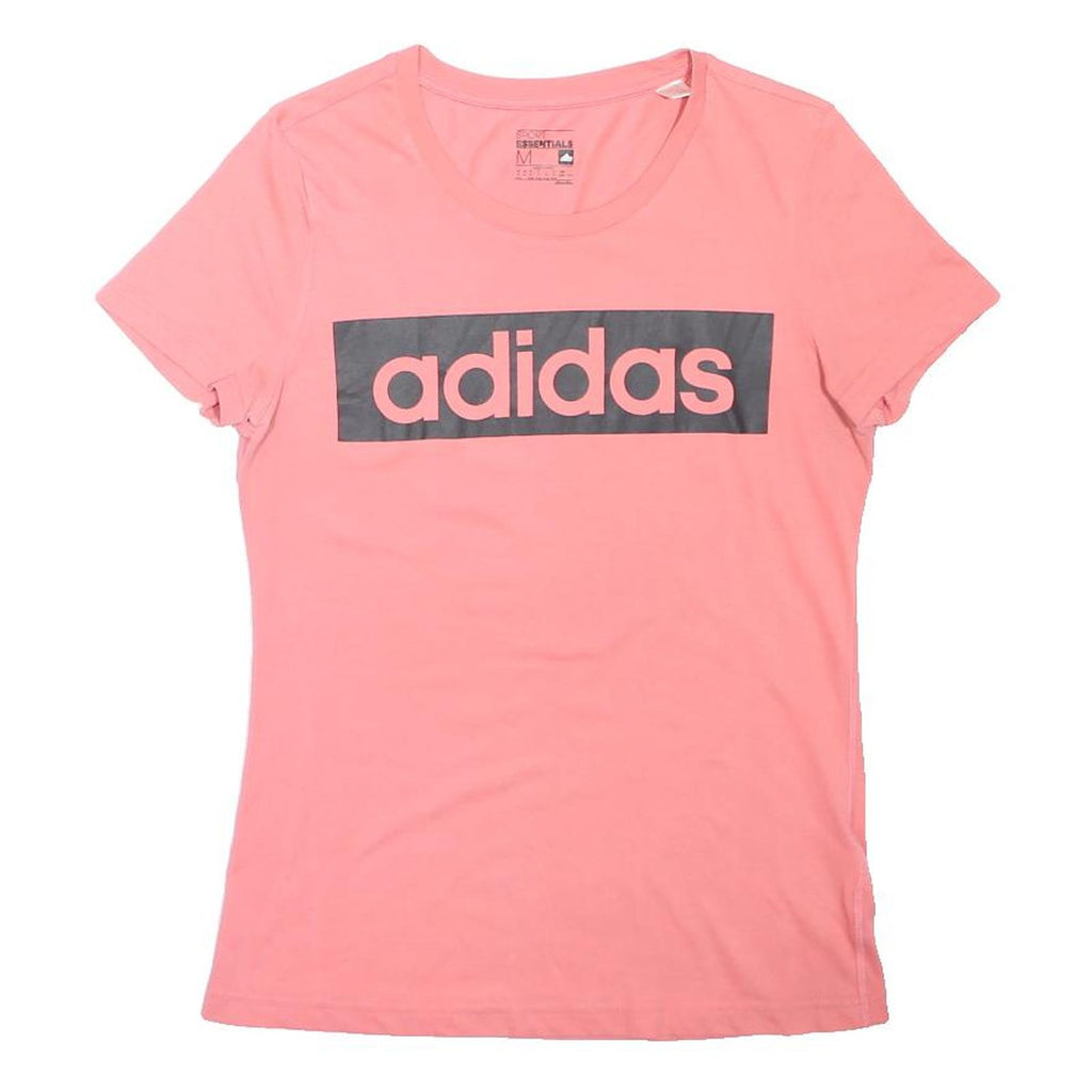 ADIDAS Girls Pink Graphic T-Shirt M Short Sleeve Crew Neck Sportswear