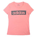 ADIDAS Girls Pink Graphic T-Shirt M Short Sleeve Crew Neck Sportswear