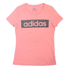 ADIDAS Girls Pink Graphic T-Shirt M Short Sleeve Crew Neck Sportswear