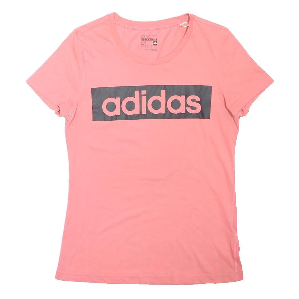 ADIDAS Girls Pink Graphic T-Shirt M Short Sleeve Crew Neck Sportswear