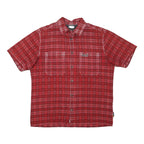 JACK WOLFSKIN Mens Red Check Shirt L Outdoor Button Up Short Sleeve