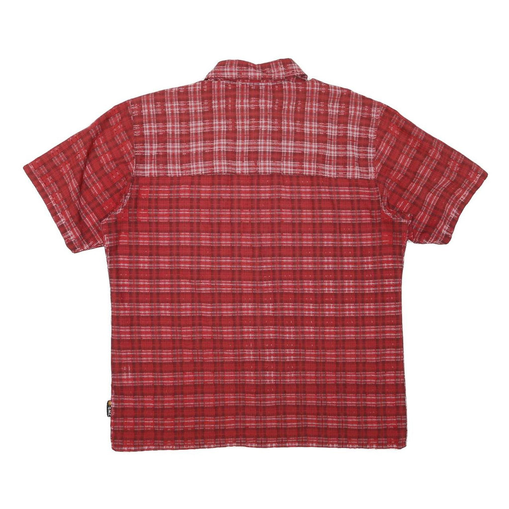 JACK WOLFSKIN Mens Red Check Shirt L Outdoor Button Up Short Sleeve