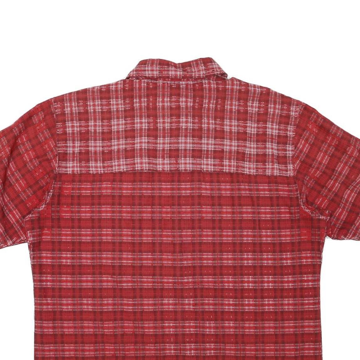 JACK WOLFSKIN Mens Red Check Shirt L Outdoor Button Up Short Sleeve