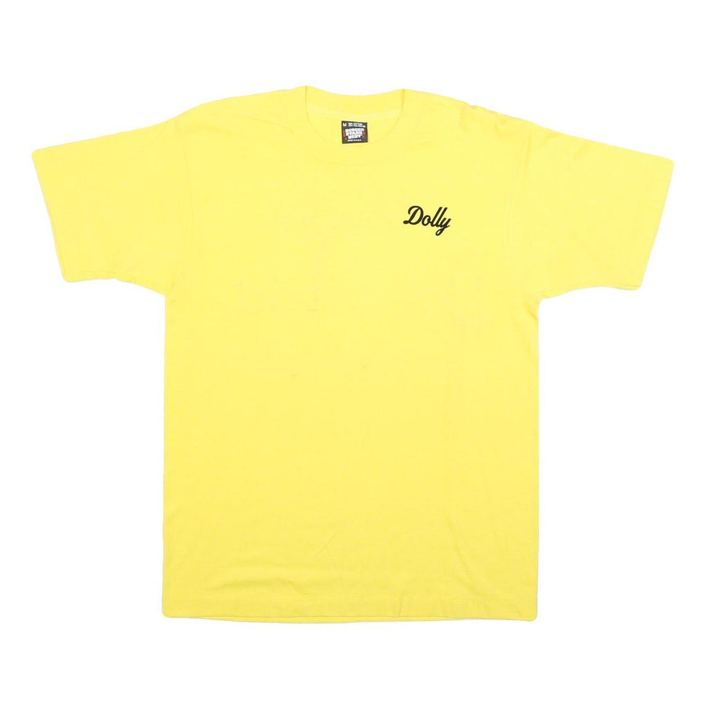 SCREEN STARS BEST Womens Yellow Dolly Graphic Print T-Shirt M Crew Neck Short