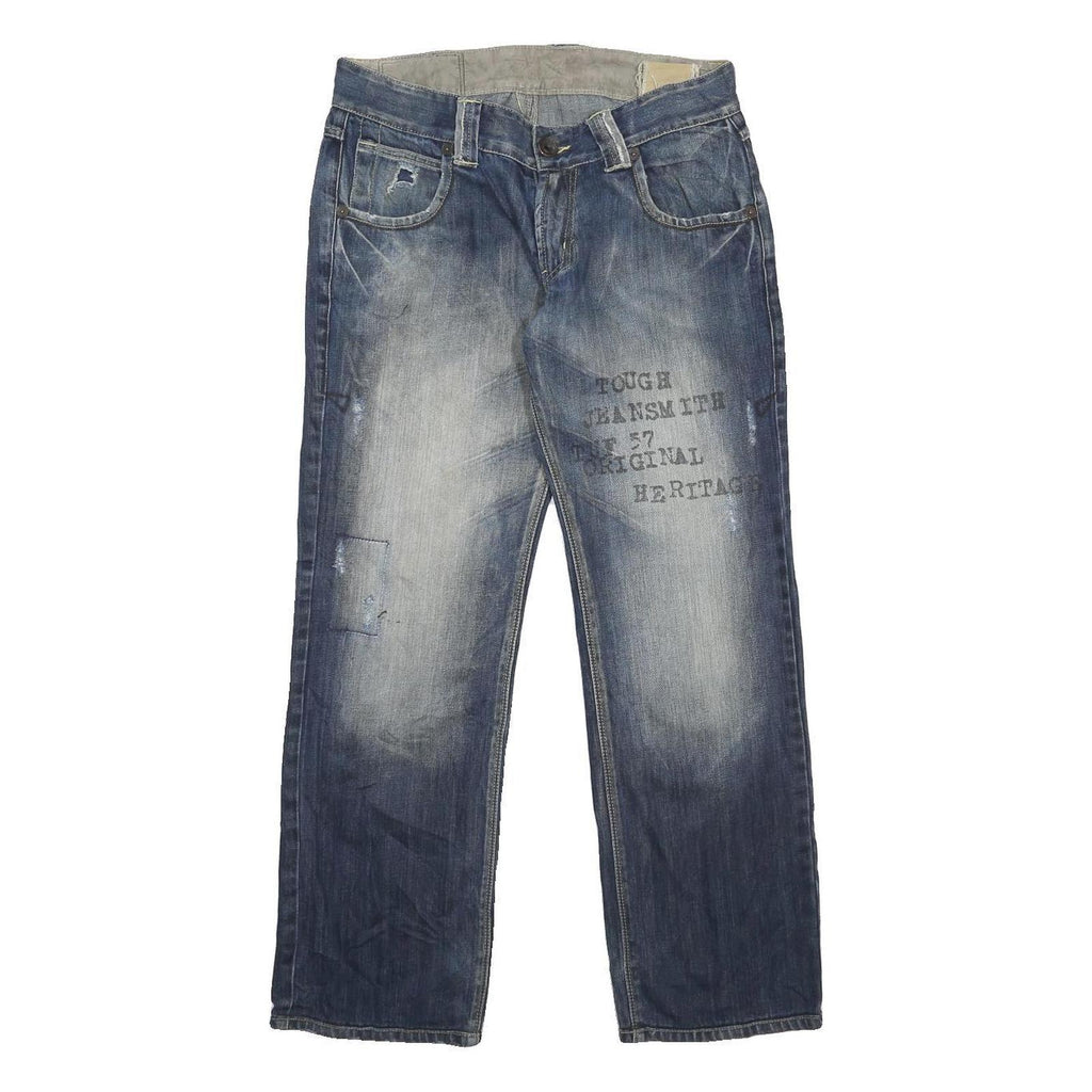 TOUGH JEANSMITH Mens Blue Relaxed Straight Denim Medium W34 L31 Cotton Blend