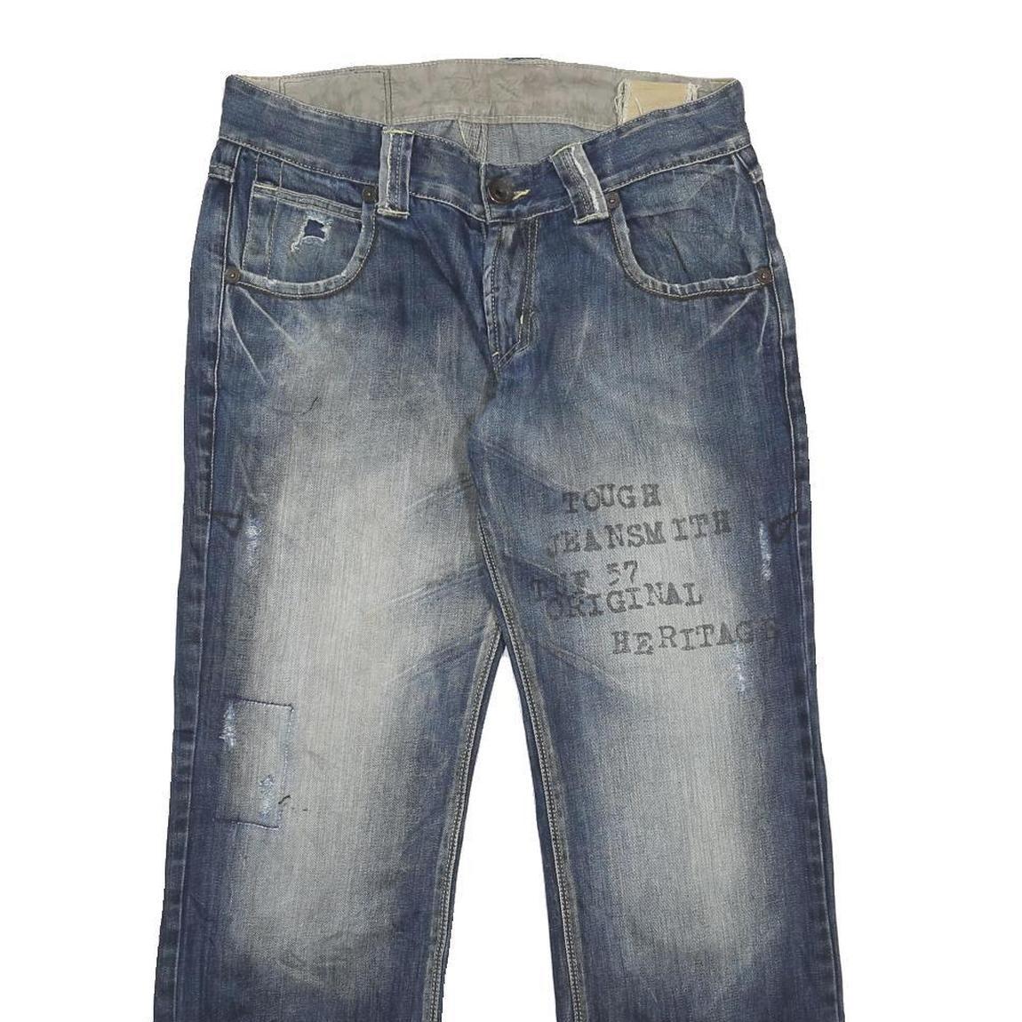 TOUGH JEANSMITH Mens Blue Relaxed Straight Denim Medium W34 L31 Cotton Blend