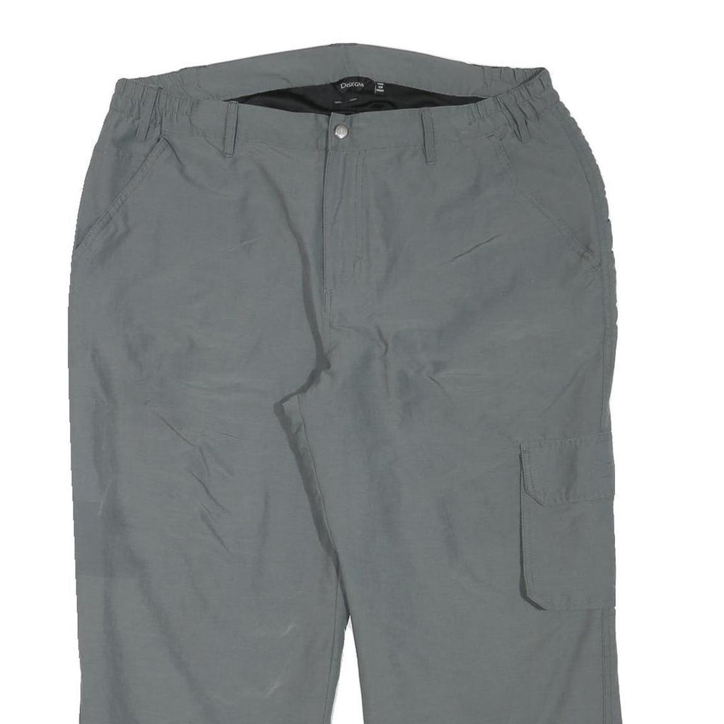 DISEGNA Mens Grey Polyester Blend Relaxed Straight Trousers W36 L25 Cargo