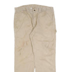 CARHARTT Mens Relaxed Beige Cotton Blend Trousers W36 L30 Workwear