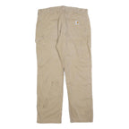 CARHARTT Mens Relaxed Beige Cotton Blend Trousers W36 L30 Workwear