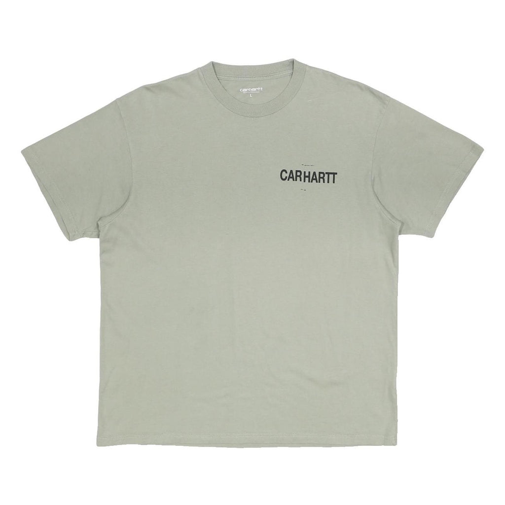 CARHARTT WIP Mens Grey T-Shirt L Short Sleeve Crew Neck Printed Text Design