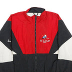 TRIMARK Mens Red Black White Colourblock Nylon Zip Jacket L Casual Lightweight