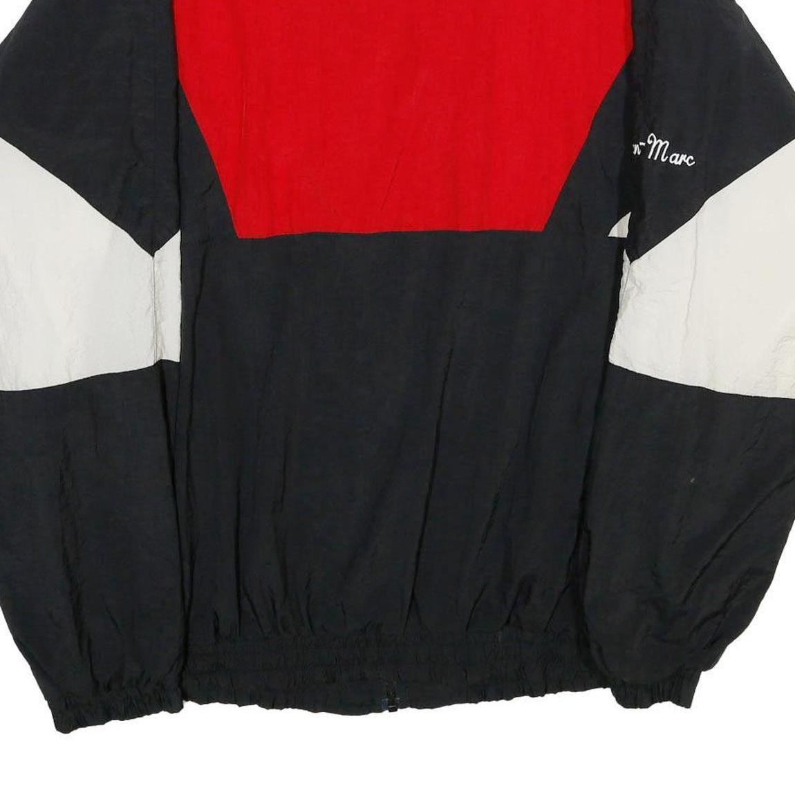 TRIMARK Mens Red Black White Colourblock Nylon Zip Jacket L Casual Lightweight
