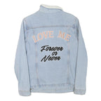 GLAMOROUS Womens Blue Denim Jacket S Cotton Blend Button Plain Casual Fashion