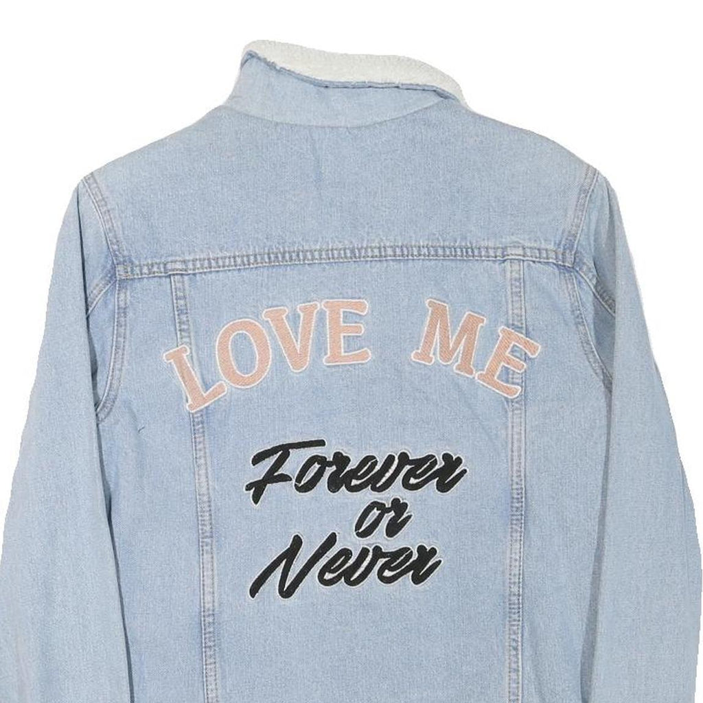 GLAMOROUS Womens Blue Denim Jacket S Cotton Blend Button Plain Casual Fashion