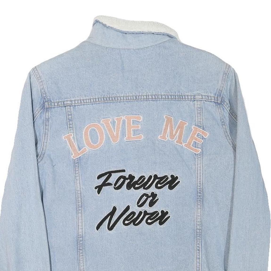 GLAMOROUS Womens Blue Denim Jacket S Cotton Blend Button Plain Casual Fashion