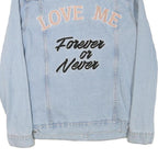 GLAMOROUS Womens Blue Denim Jacket S Cotton Blend Button Plain Casual Fashion