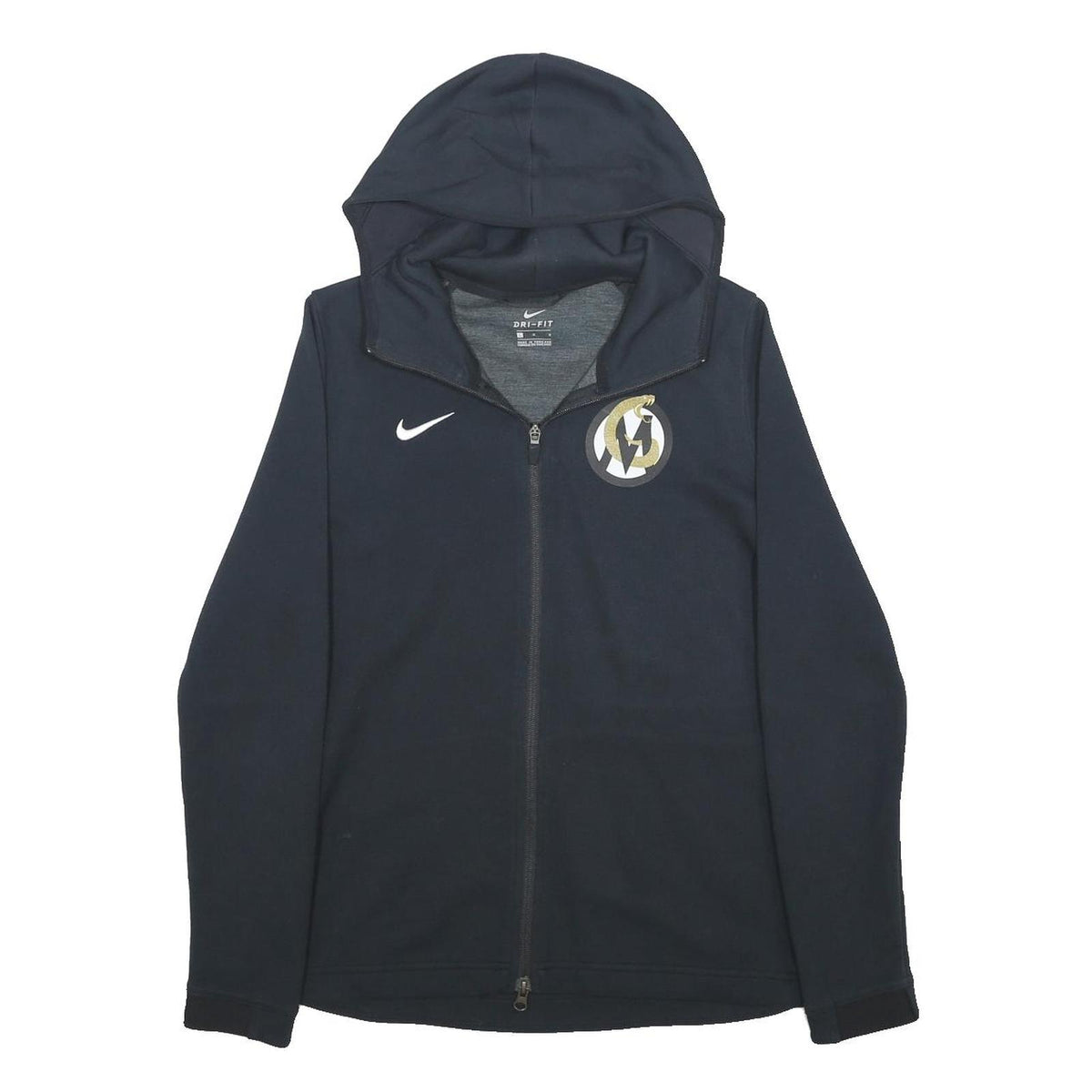 NIKE Womens Black Hoodie L Full Zip Dri-Fit Sports Zip Up Sweatshirt