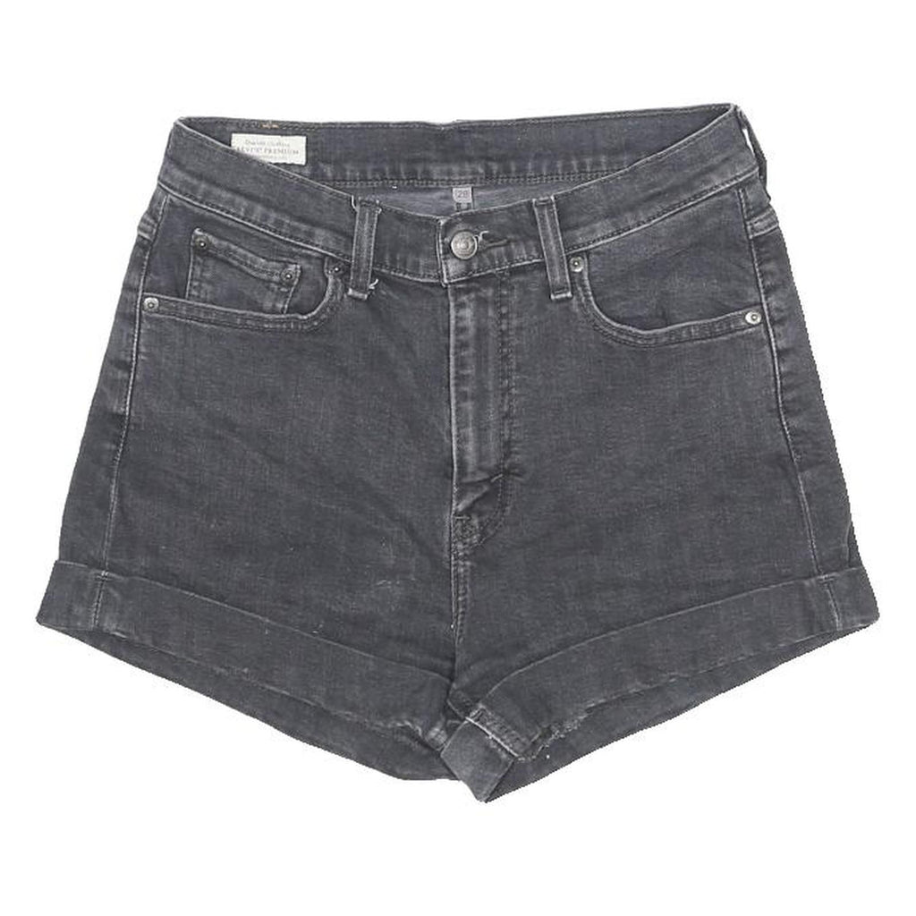 LEVI'S Womens Shorts Black Casual Denim M W28 Stylish Folded Hem