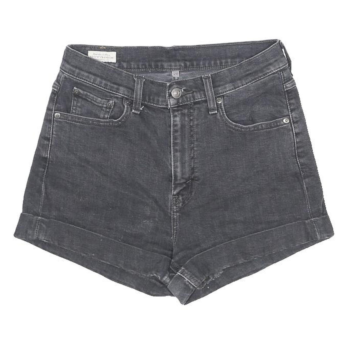 LEVI'S Womens Shorts Black Casual Denim M W28 Stylish Folded Hem