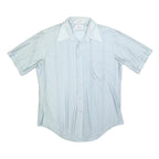 AYRES Mens Blue & White Stripe Short Sleeve Shirt M Classic Casual Cotton Blend