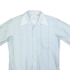 AYRES Mens Blue & White Stripe Short Sleeve Shirt M Classic Casual Cotton Blend