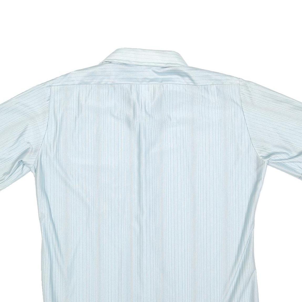 AYRES Mens Blue & White Stripe Short Sleeve Shirt M Classic Casual Cotton Blend