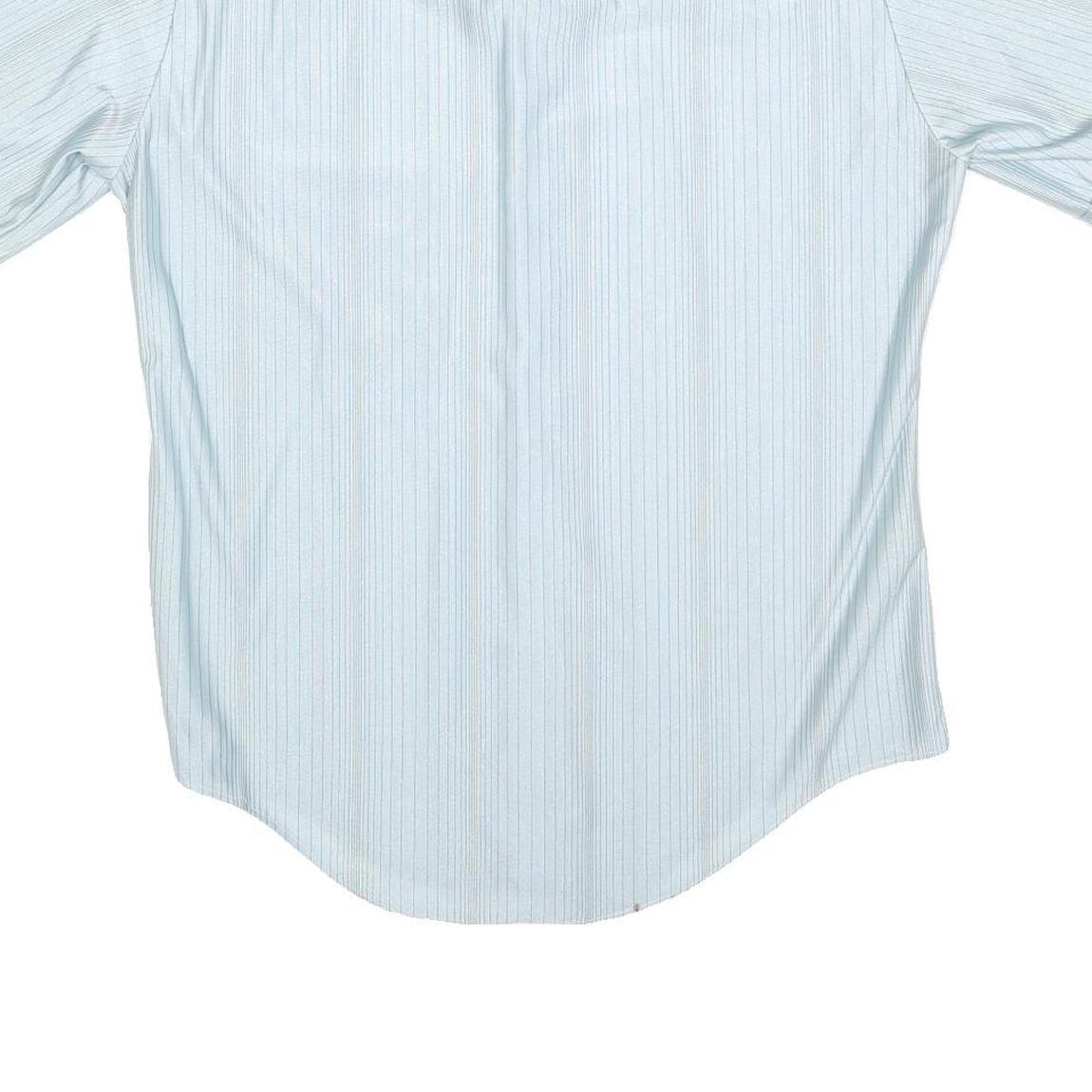 AYRES Mens Blue & White Stripe Short Sleeve Shirt M Classic Casual Cotton Blend