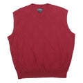 PGA TOUR Mens Red Patterned V-Neck Basic Knit Jumper XL Cotton Blend Sleeveless