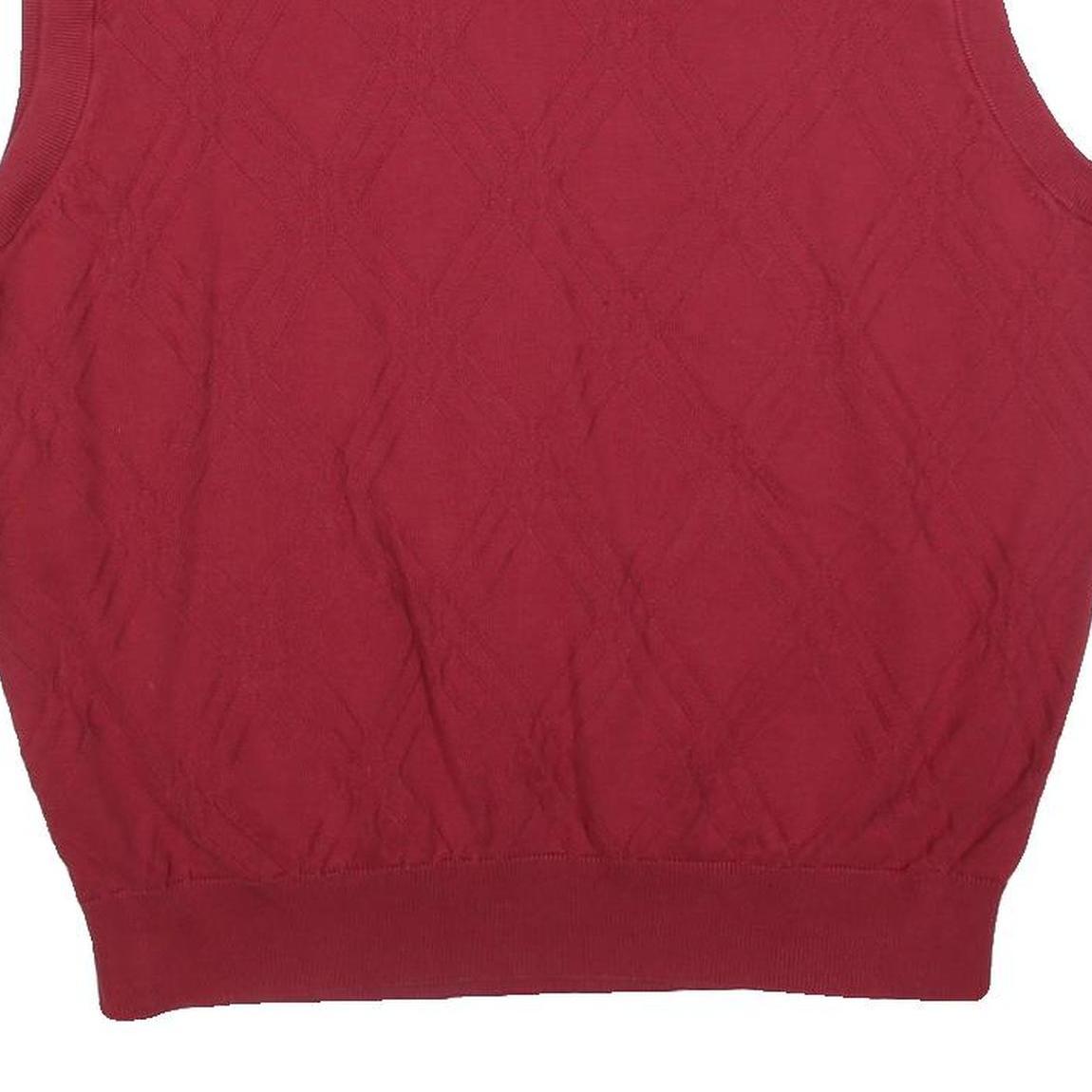 PGA TOUR Mens Red Patterned V-Neck Basic Knit Jumper XL Cotton Blend Sleeveless