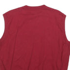 PGA TOUR Mens Red Patterned V-Neck Basic Knit Jumper XL Cotton Blend Sleeveless