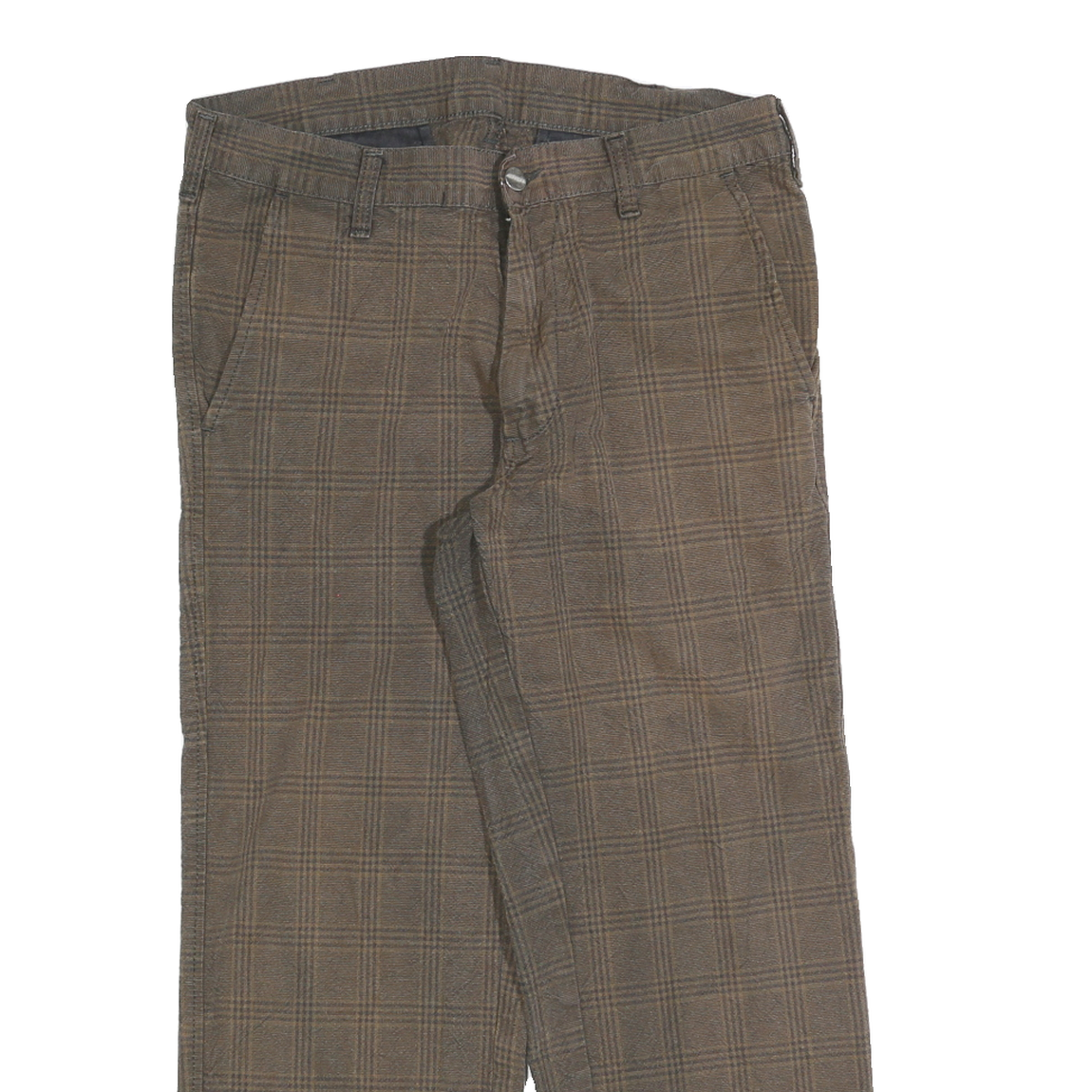 CARHARTT Mens Cotton Blend Brown Checked Regular Straight Trousers W31 L26
