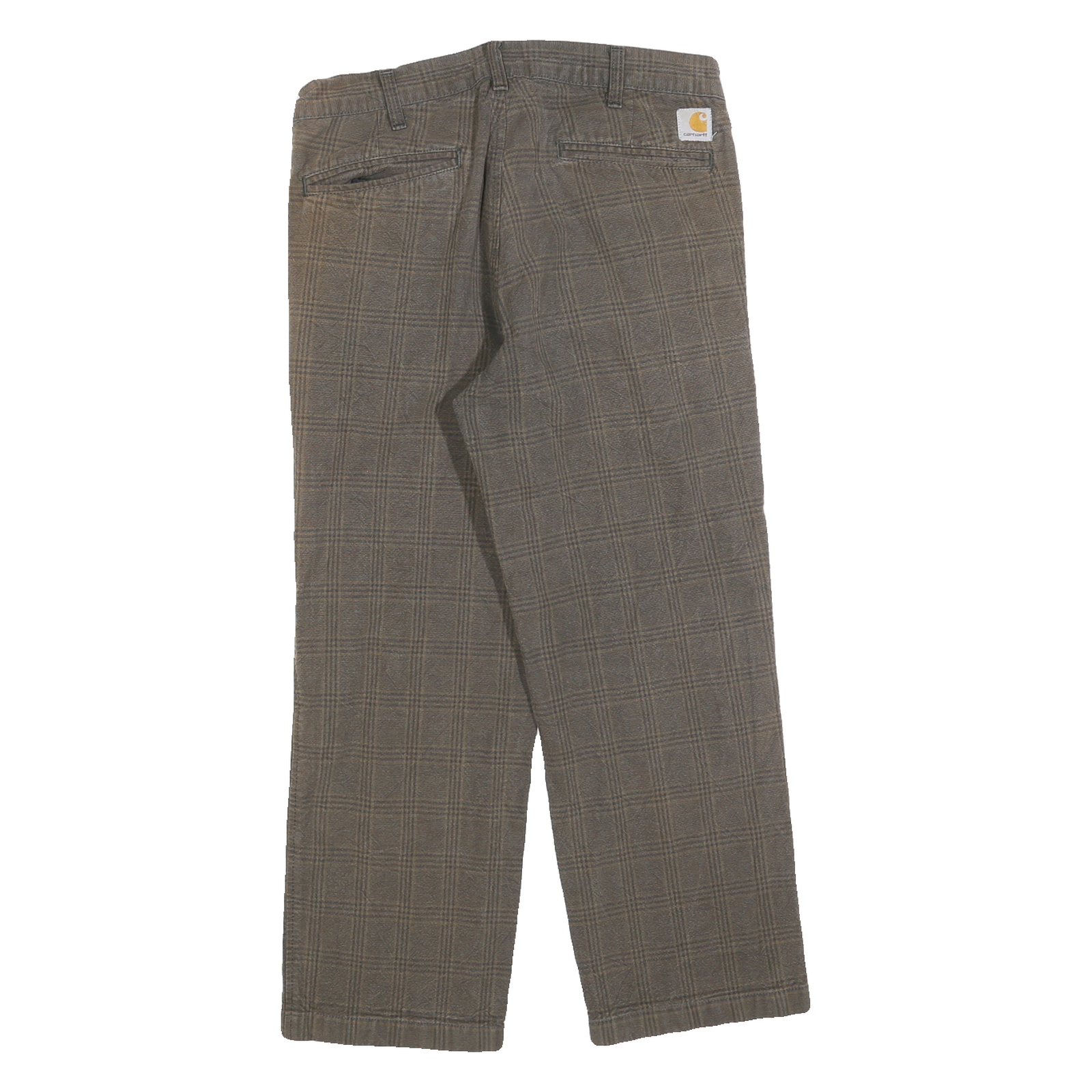 CARHARTT Mens Cotton Blend Brown Checked Regular Straight Trousers W31 L26
