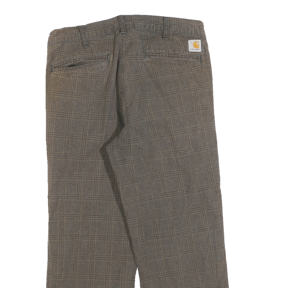 CARHARTT Mens Cotton Blend Brown Checked Regular Straight Trousers W31 L26