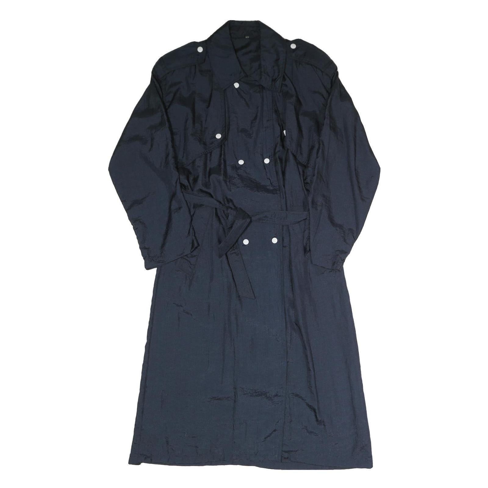 Womens Blue Coach Jacket S Polyester Blend Woven Plain Button Classic Fit Long