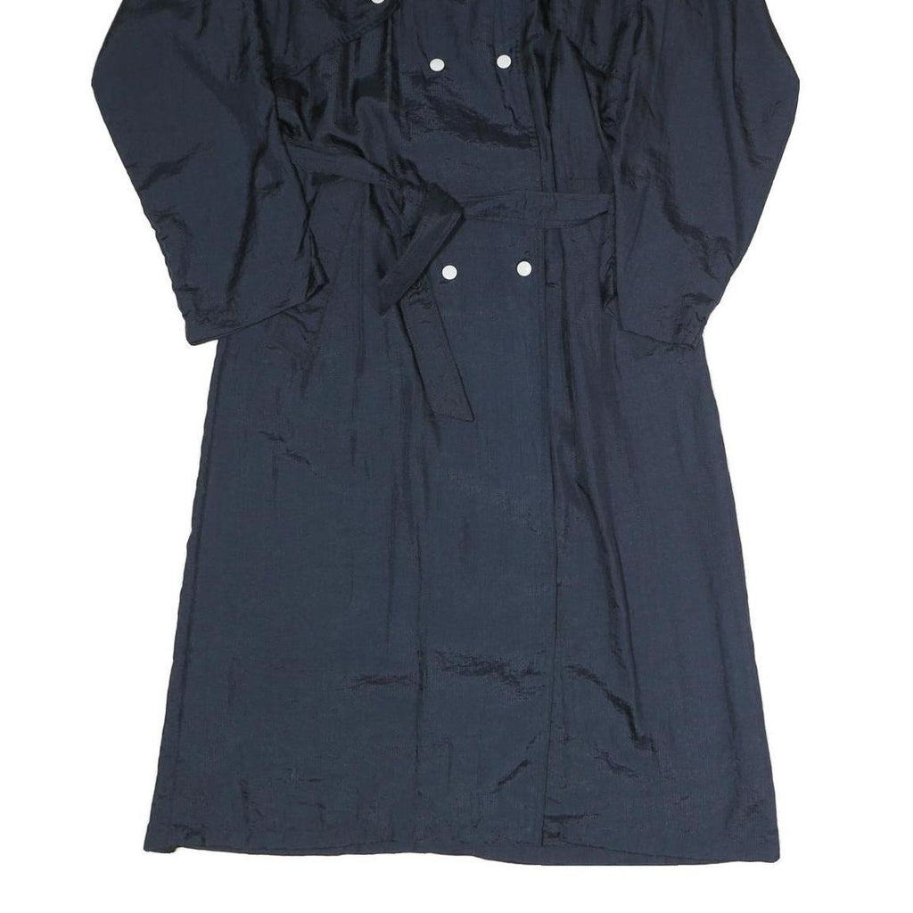 Womens Blue Coach Jacket S Polyester Blend Woven Plain Button Classic Fit Long