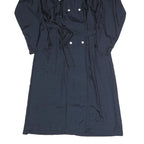 Womens Blue Coach Jacket S Polyester Blend Woven Plain Button Classic Fit Long