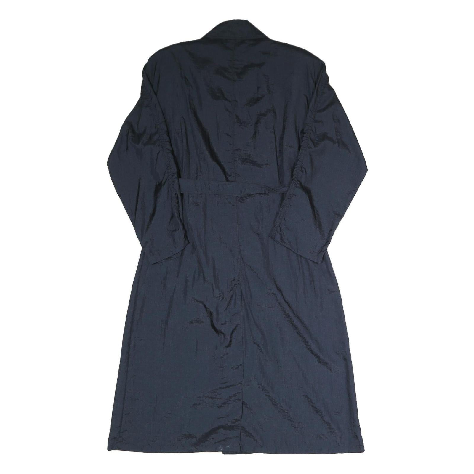 Womens Blue Coach Jacket S Polyester Blend Woven Plain Button Classic Fit Long