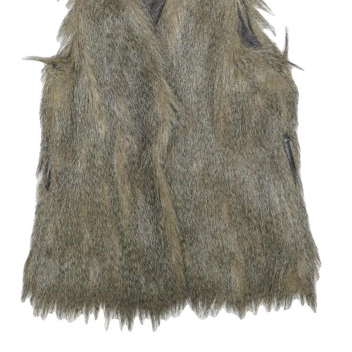 Womens Grey Faux Fur Button Jacket S Woven Coat Textured Edgy