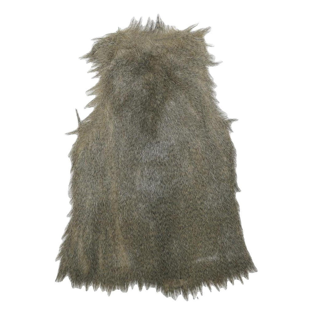 Womens Grey Faux Fur Button Jacket S Woven Coat Textured Edgy