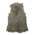 Womens Grey Faux Fur Button Jacket S Woven Coat Textured Edgy