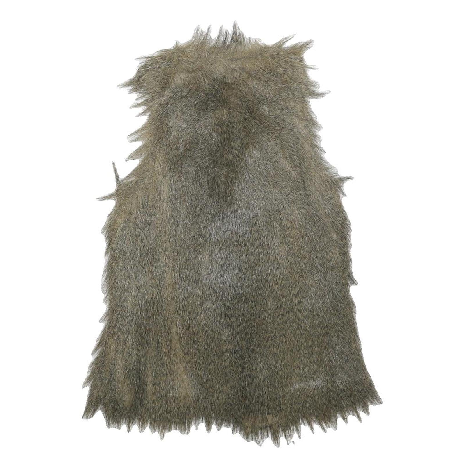 Womens Grey Faux Fur Button Jacket S Woven Coat Textured Edgy