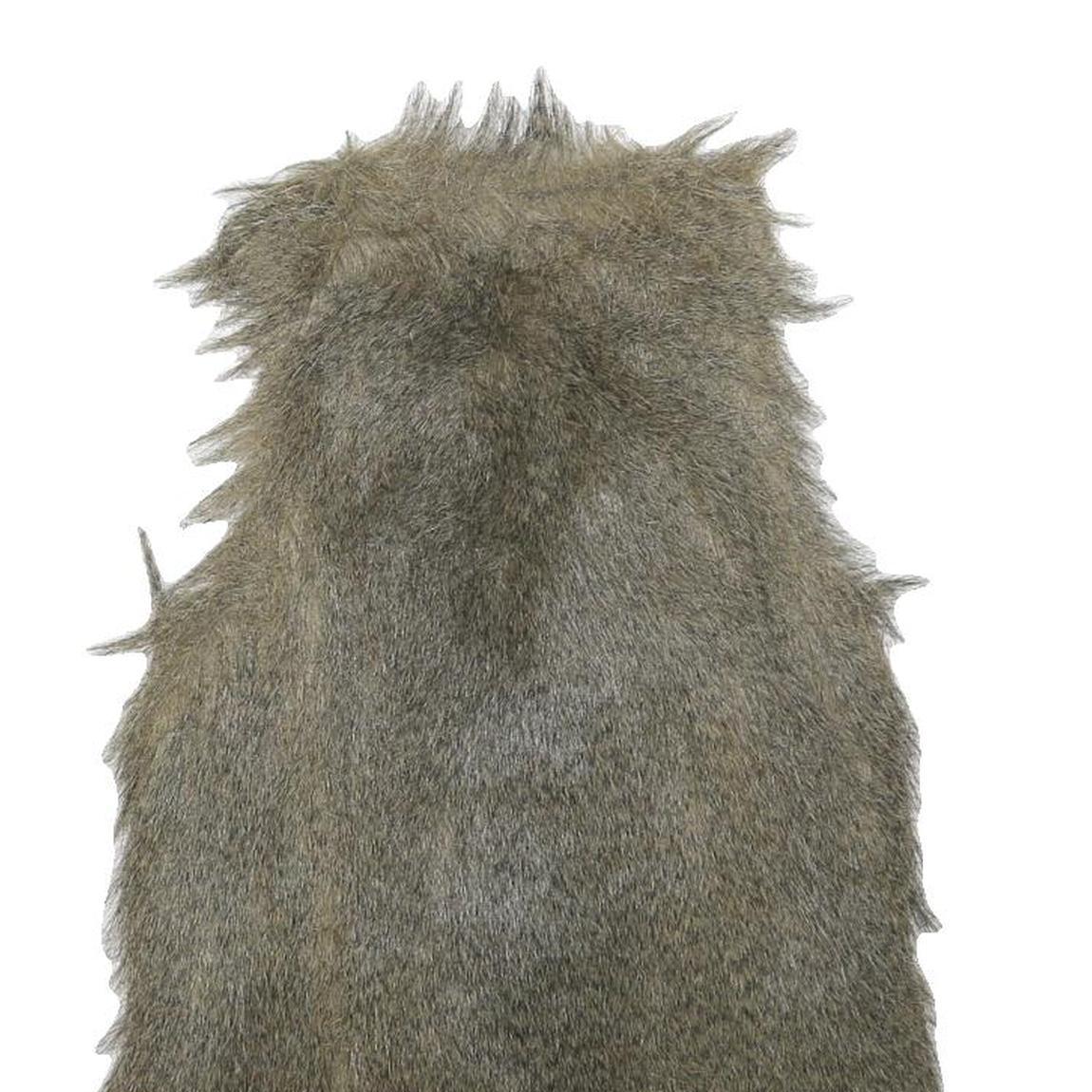 Womens Grey Faux Fur Button Jacket S Woven Coat Textured Edgy