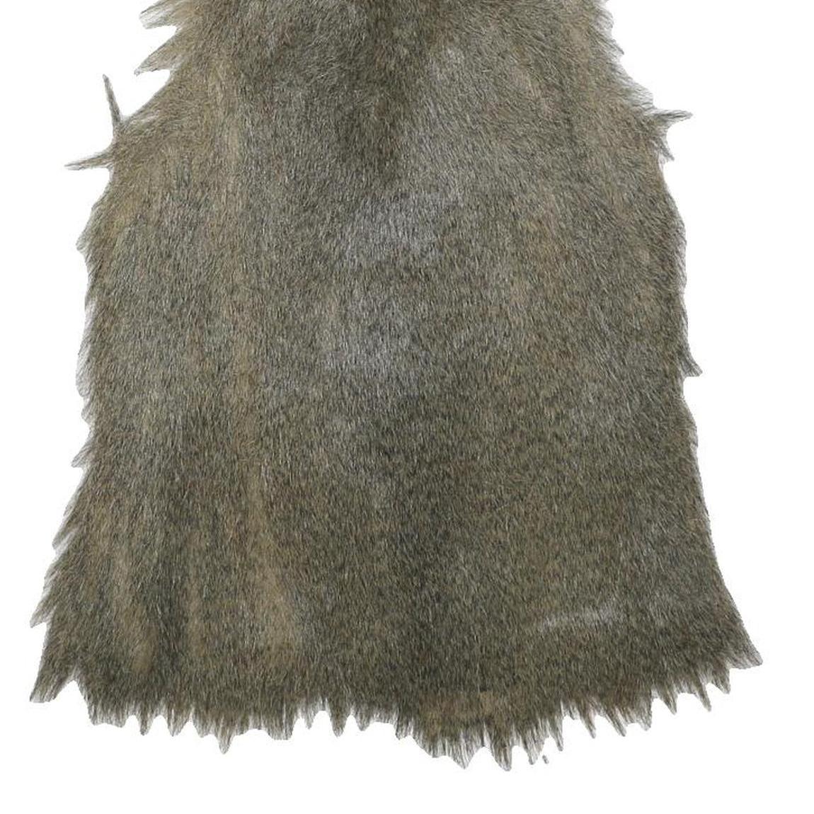 Womens Grey Faux Fur Button Jacket S Woven Coat Textured Edgy