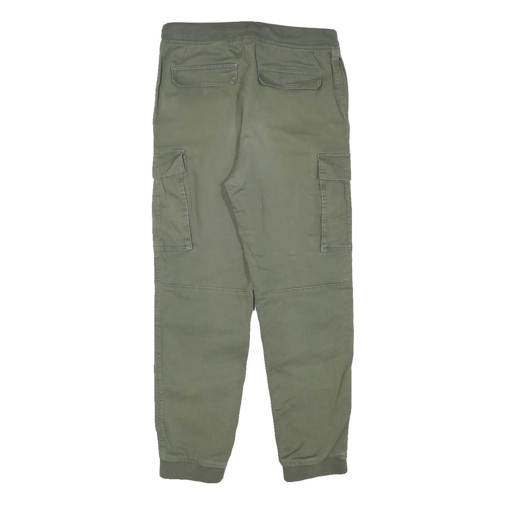H&M Womens Cotton Blend Green Drawstring Regular Cargo Trousers W26 L24