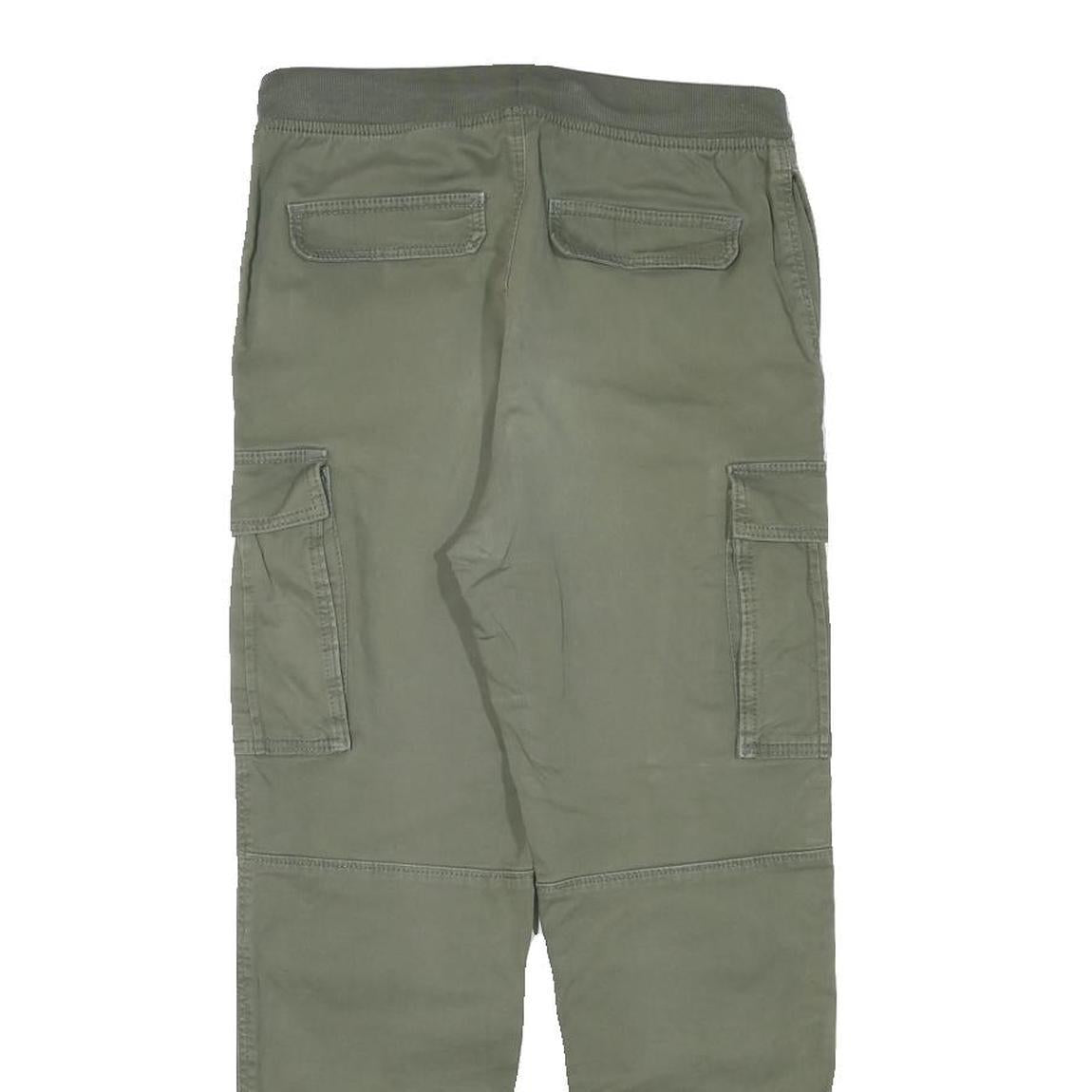 H&M Womens Cotton Blend Green Drawstring Regular Cargo Trousers W26 L24