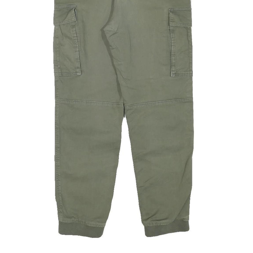 H&M Womens Cotton Blend Green Drawstring Regular Cargo Trousers W26 L24