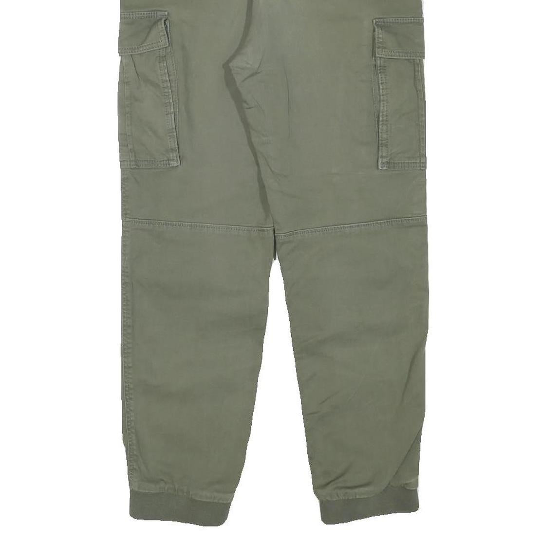 H&M Womens Cotton Blend Green Drawstring Regular Cargo Trousers W26 L24