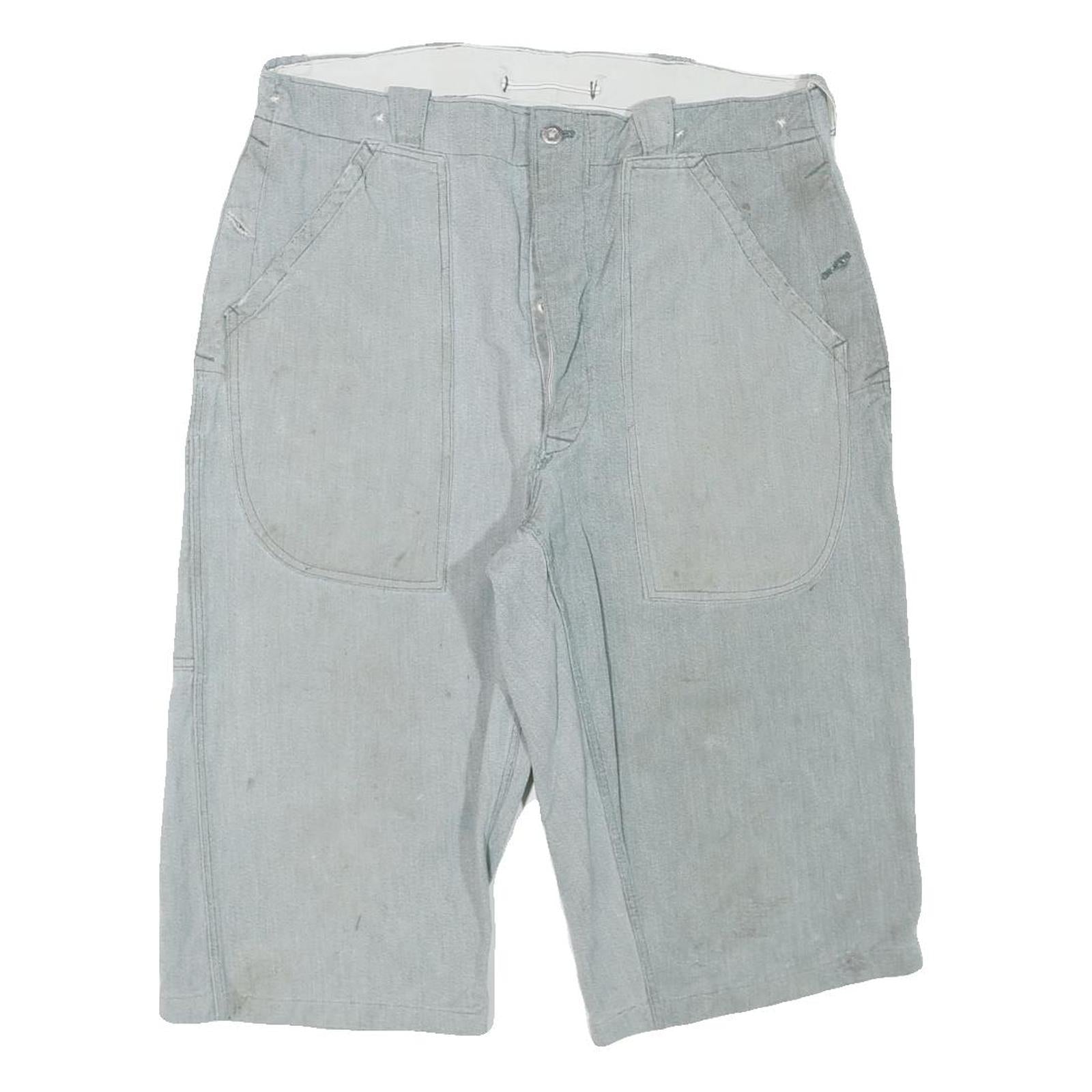 Mens Cotton Blend Grey Casual Shorts XL W34 Pocket Workwear Style