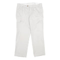 EDMONTE Mens Cotton Blend Regular Fit White Trousers W34 L28 Zip Closure Casual