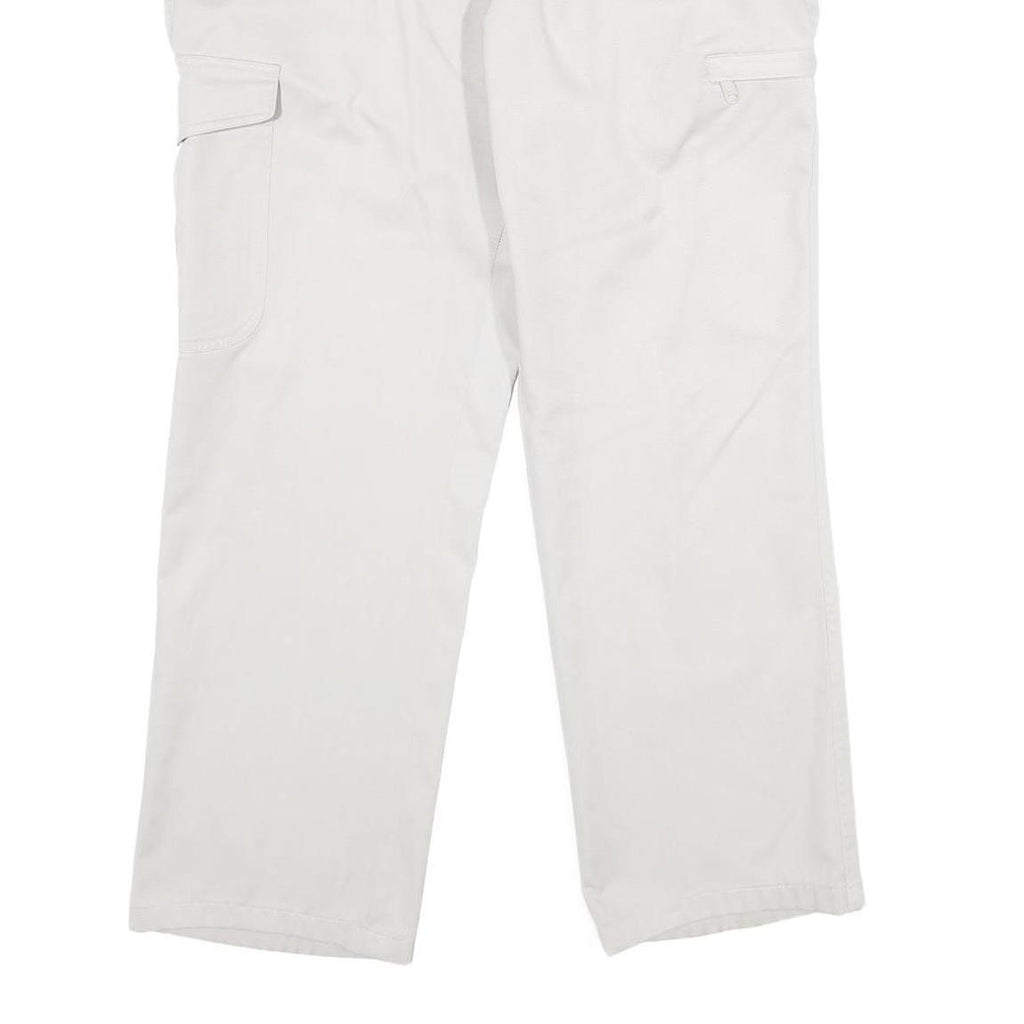 EDMONTE Mens Cotton Blend Regular Fit White Trousers W34 L28 Zip Closure Casual